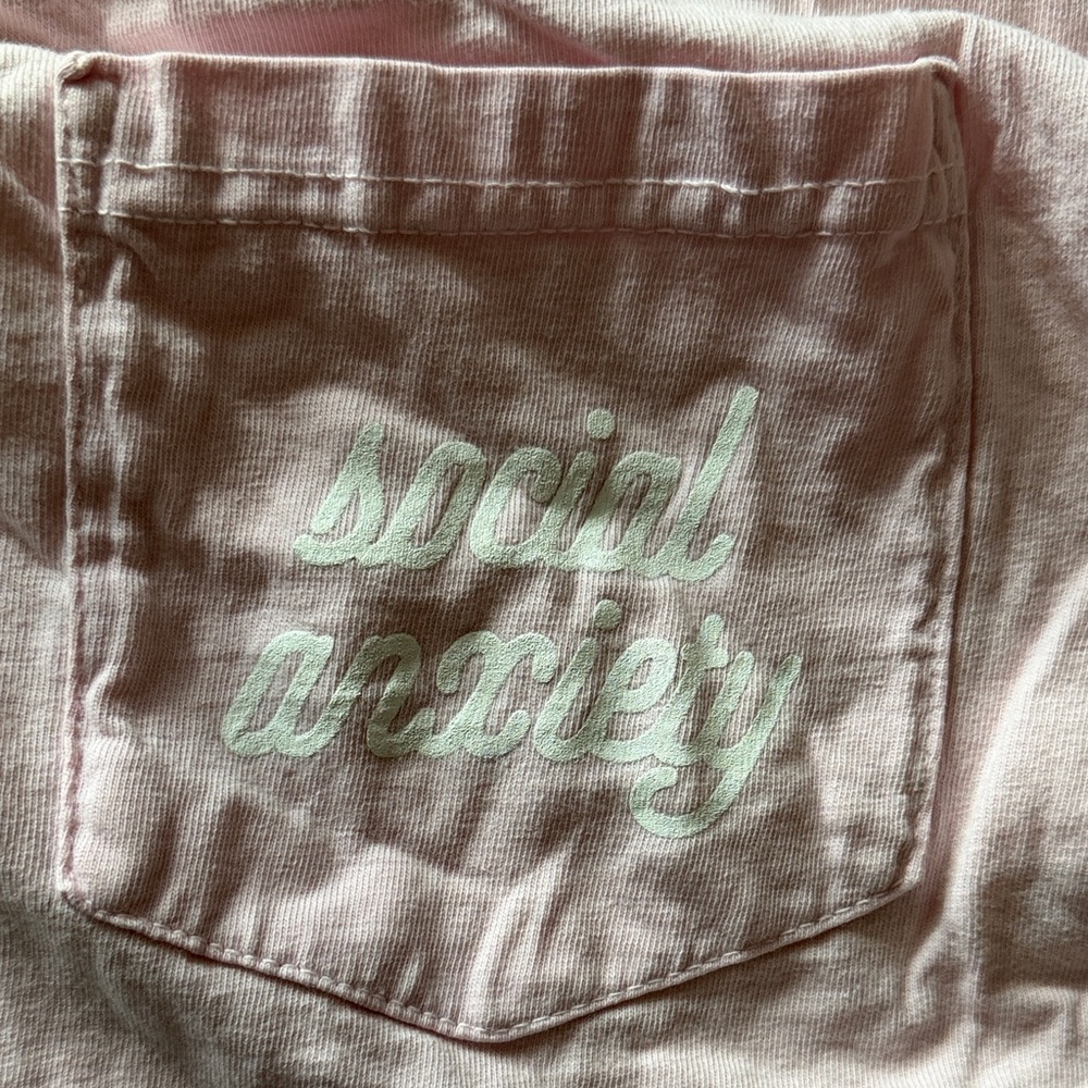 “social anxiety” pink t-shirt